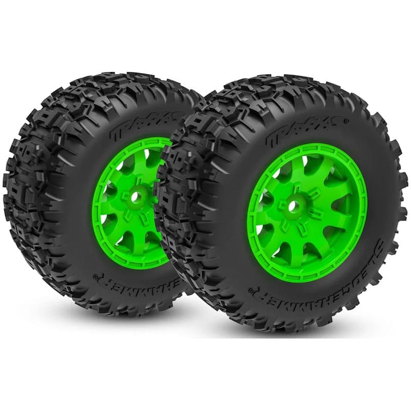 Traxxas Green Rear Wheels w/ Sledgehammer Tires (2) TRA10770-GRN
