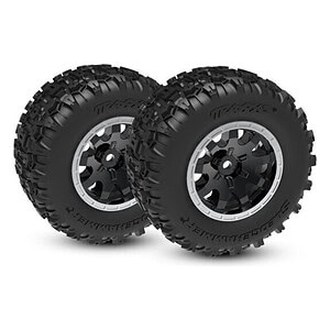 Traxxas Black & Satin Front Wheels w/ Sledgehammer Tires (2) TRA10771-STBLK