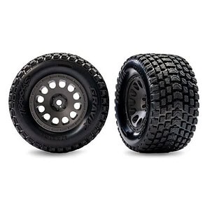 Traxxas Gray Front Mini XRT Wheels w/ Gravix Tires (2) TRA10772-GRAY