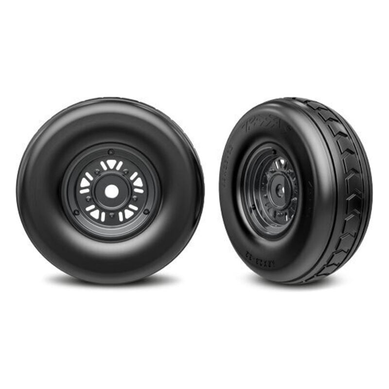 Traxxas 3.2in Funco Black Chrm Front Wheels & Arrow Tires (2) TRA10972-BLKC