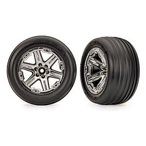 Traxxas RXT 2.8in Chrome Wheels & Ribbed Tires (2) TRA3779