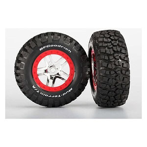 Traxxas Split-Spoke Chrome & Red Wheels & BFG Tires (2) TRA5975A