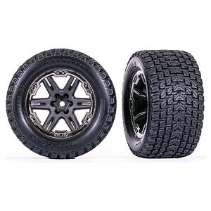 Traxxas RXT 2.8in Black Chrome Wheels & Gravix Tires (2) TRA6764-BLKCR