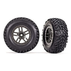 Traxxas Gray Split-Spoke Wheels w/ SCT Tires (2) TRA6964