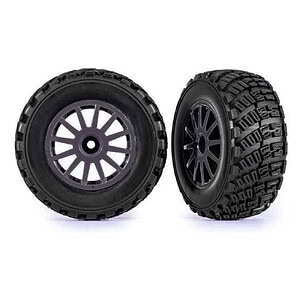 Traxxas Gray 12-Spoke Rally Wheels w/ Rally Tires (2) TRA7473-GRAY