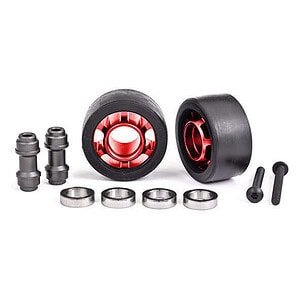 Traxxas Red Aluminum Wheelie Bar Wheels w/ Hardware (2) TRA7775R