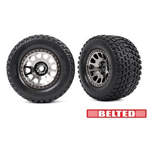 Traxxas XRT Black Wheels w/ Belted Gravix Race Tires (L&R) TRA7862X