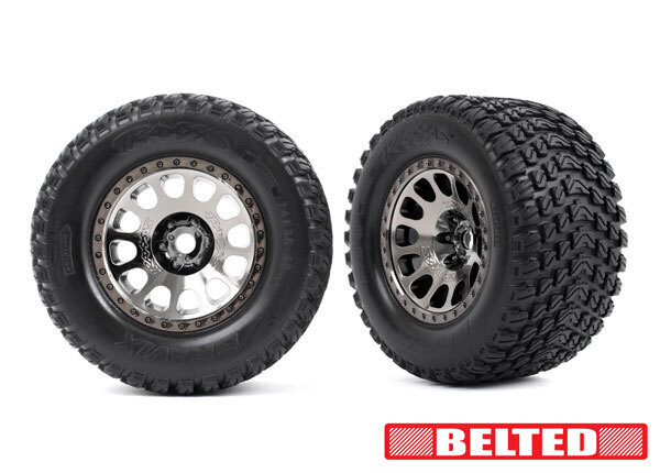 Traxxas XRT Black Wheels w/ Belted Gravix Race Tires (L&R) TRA7862X
