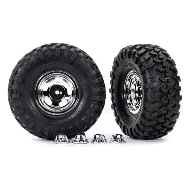 Traxxas 2.2in Slotted Chrome Wheels & Canyon Trail Tires (2) TRA8159X - 8159x-jpg Traxxas 2.2in Slotted Chrome Wheels & Canyon Trail Tires (2) TRA8159X