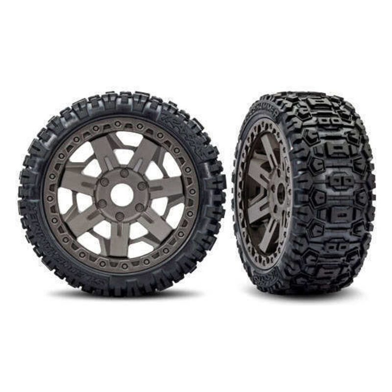 Traxxas 3.0in Gray Wheels w/ Belted Sledgehammer Tires (2) TRA9071-GRAY - 9071-gray-jpg Traxxas 3.0in Gray Wheels w/ Belted Sledgehammer Tires (2) TRA9071-GRAY