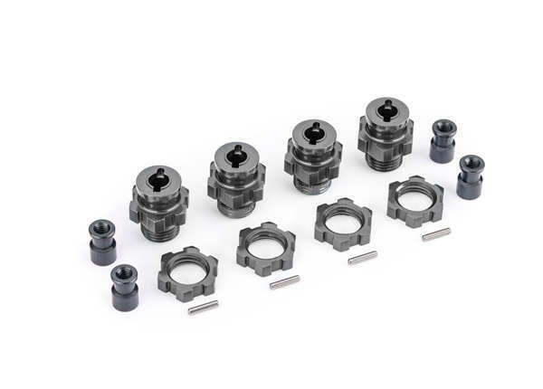 Traxxas 17 mm Gray Aluminum Splined Hubs w/ Nuts (4) TRA9086-GRAY