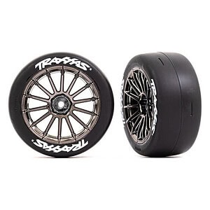 Traxxas 2.0in Black Chrome Front Wheels & Response Tires (2) TRA9374R
