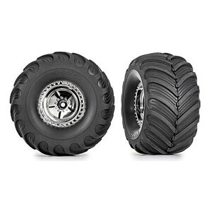 Traxxas TRX-4MT 1.2in Chrome Wheels & Terra Groove Tires (2) TRA9867