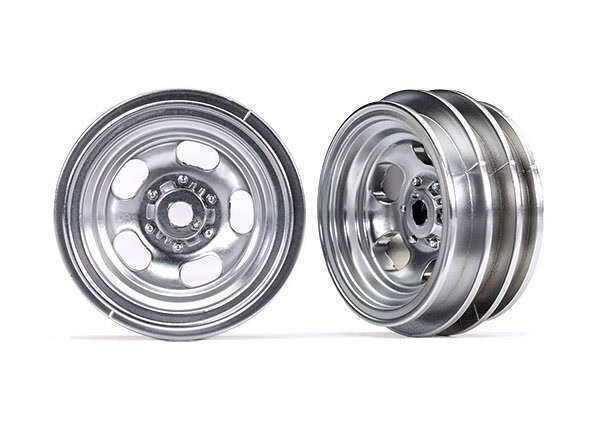 Traxxas TRX-4M 1in Satin Chrome Slotted Wheels (2) TRA9869