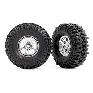 Traxxas TRX-4M 1in Chrome Wheels w/ MT Baja Pro Tires (2) TRA9873