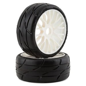 GRP GT - TO3 Revo Belted Pre-Mounted 1:8 Buggy Tires - White (XM4) with RIGID Wheel (2)