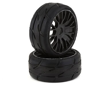 GRP GT - TO3 Revo Belted Pre-Mounted 1:8 Buggy Tires - Black (XM7) with FLEX Wheel (2)