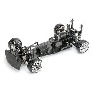 High-performance RC car chassis with durable components for racing and hobby enthusiasts.