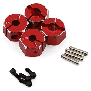 Yeah Racing Aluminum 12mm Hex Adaptor Set (Red) (4) (8mm) YEA-WA-041RD