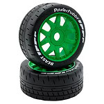 PowerHobby 1:8 GT Beast Belted Pre-Mounted Tires - Medium Green Wheels