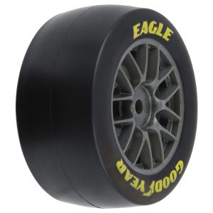 High-performance RC car racing tire with Goodyear Eagle branding for off-road racing. Durable rubber and lightweight design enhance speed and handling.