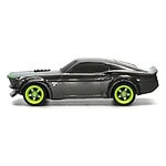 RC Car Racer. High-performance RC car with black body and neon green wheels for racing.