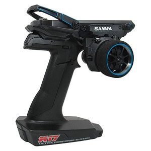 Radio control transmitter for RC cars with high precision steering and throttle.