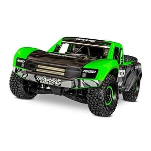 High-performance RC off-road racing truck with aggressive tires and sleek design.