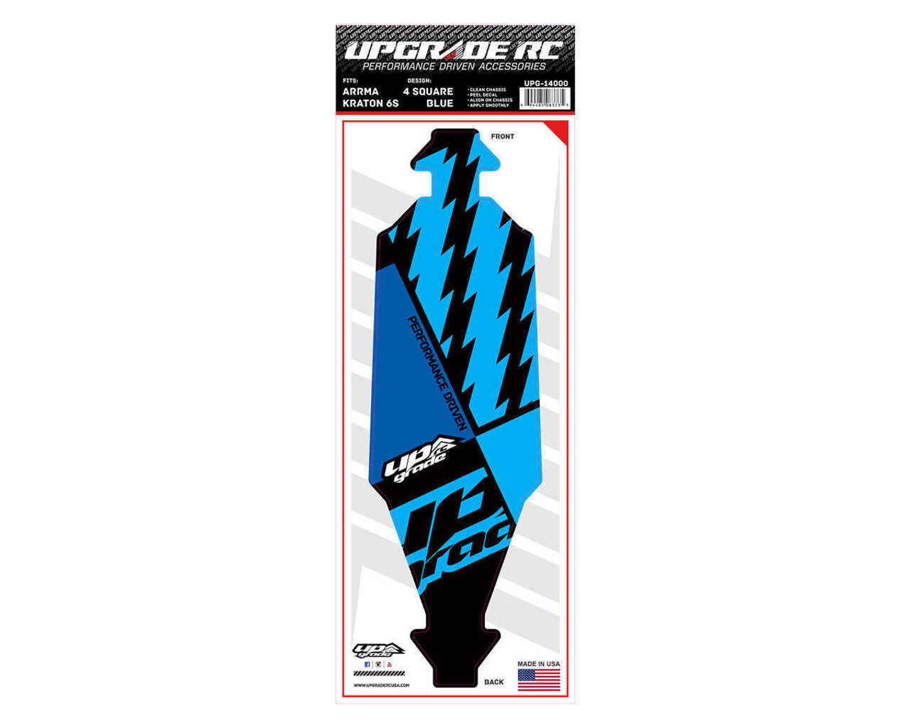 UpGrade RC Chassis Protector for ARRMA™ Kraton 6S (4 Square Blue)