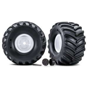 Traxxas White X-Monster Wheels w/ Terra Groove Tires (2) TRA7689