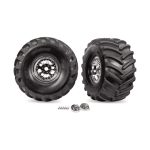 X-Maxx MT 24mm Terra Groove Tires Chrome Wheels (2) TRA7696