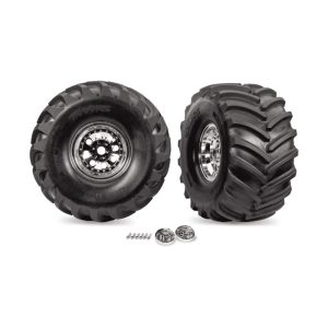 X-Maxx MT 24mm Terra Groove Tires Chrome Wheels (2) TRA7696