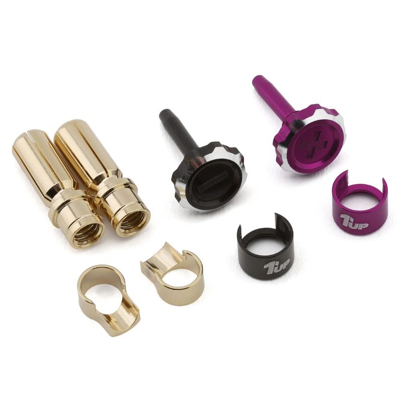 1UP Racing "Lockdown" Adjustable Bullet Plug Grips w/5mm Bullets Purple/Black