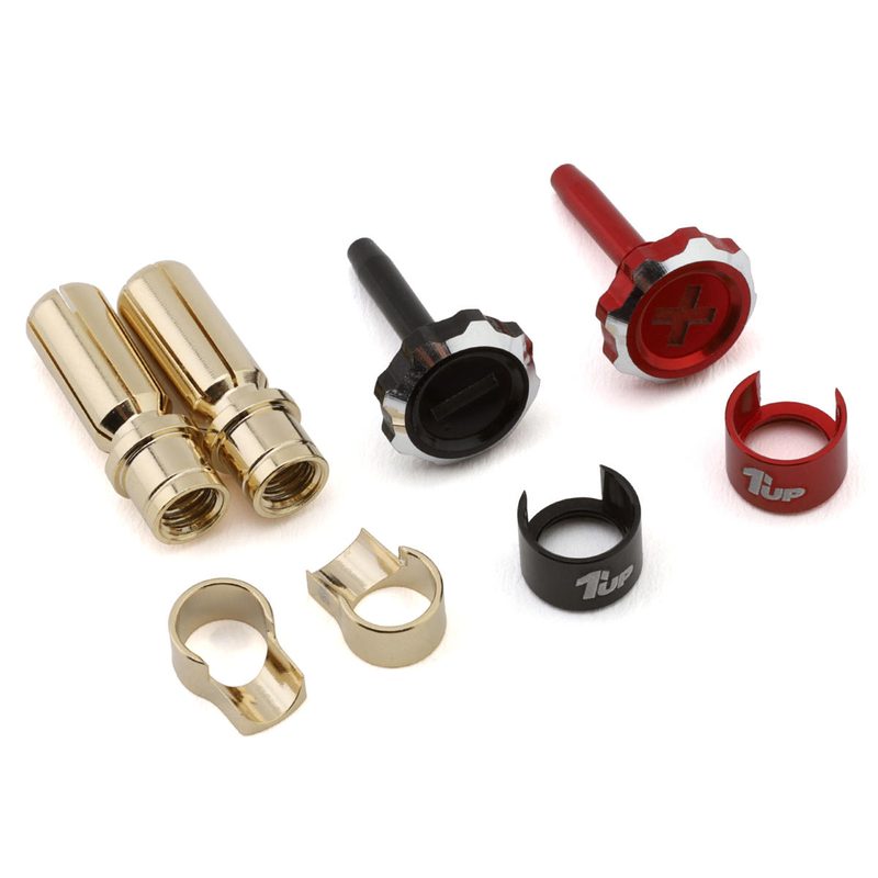 1UP Racing Lockdown Adjustable Bullet Plug Grips w/5mm Bullets Red/Black