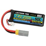 Lectron Pro 2S Lipo Battery 50C (7.4V/2000mAh) w/XT60 Connector & CSRC Adapter
