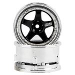 DS Racing Drift Element 5-Spoke Drift Wheels - Black & Chrome (2) DSC-DE-012