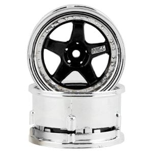 DS Racing Drift Element 5-Spoke Drift Wheels - Black & Chrome (2) DSC-DE-012