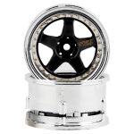 DS Racing Drift Element 5 Spoke Drift Wheels (Black & Chrome w/Gold Rivets) (2) (Adjustable Offset)