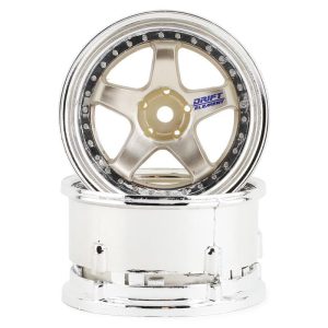 DS Racing Drift Element 5 Spoke Drift Wheels (Gold & Chrome) (2)