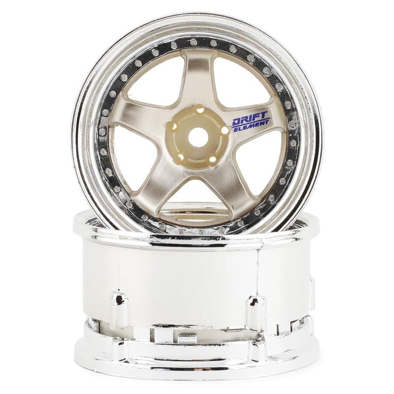 DS Racing Drift Element 5 Spoke Drift Wheels (Gold & Chrome) (2)
