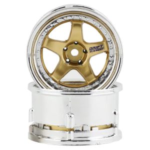 DS Racing Drift Element 5 Spoke Drift Wheels (Gold & Chrome) (2)