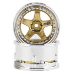 DS Racing Drift Element 5-Spoke Drift Wheels - Gold & Chrome with Gold Rivets DSC-DE-018