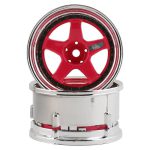 DS Racing Drift Element 5 Spoke Drift Wheels (Pink Face/Chrome Lip/Black Rivets) (Adjustable Offset)