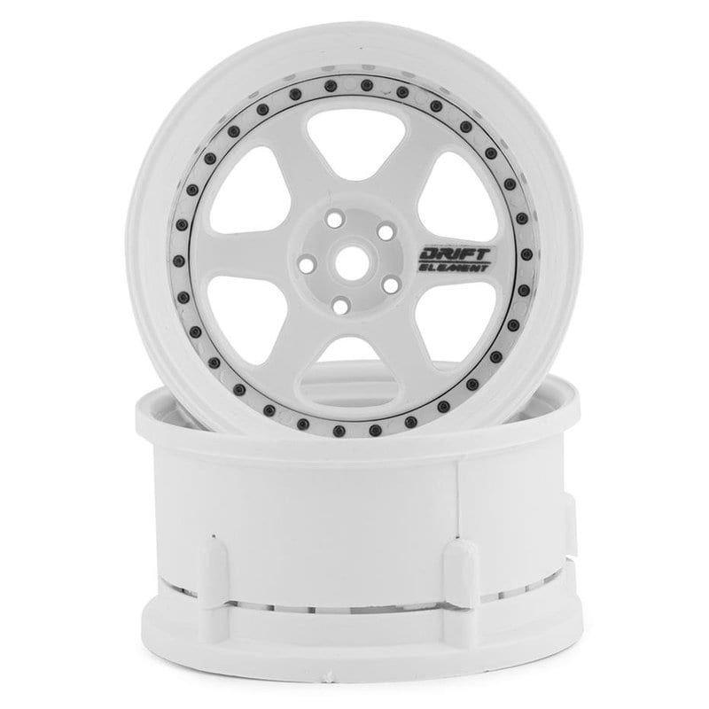 DS Racing Drift Element Mesh Drift Wheels - Triple White with Black Rivets (2)