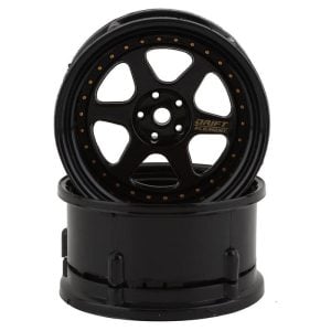 DS Racing Drift Element 6-Spoke Drift Wheels - Triple Black with Gold Rivets DS-DE-207
