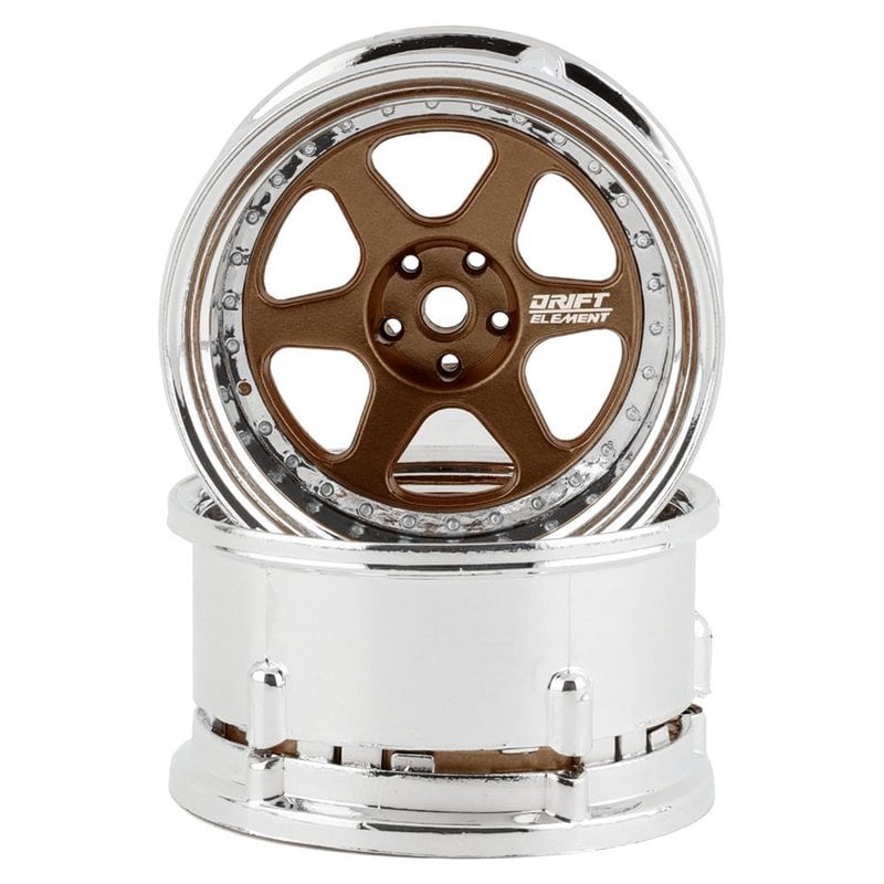 DS Racing Drift Element 6 Spoke Drift Wheels Bronze & Chrome (2)