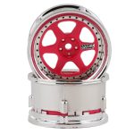 DS Racing Drift Element 6-Spoke Drift Wheels - Pink Face/Chrome Lip/Black Rivets DSC-DE-224
