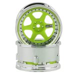 DS Racing Drift Element 6-Spoke Drift Wheel - Green Face/Chrome Lip DSC-DE-226