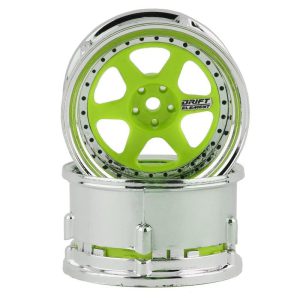 DS Racing Drift Element 6-Spoke Drift Wheel - Green Face/Chrome Lip DSC-DE-226