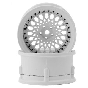 DS Racing Drift Element Mesh Drift Wheels (Triple White w/Black Rivets) (2)
